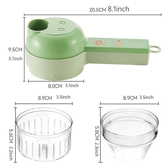 4-in-1 Portable Electric Vegetable Cutter | Rechargeable Mini Food Chopper & Slicer for Vegetables & Masala