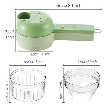 4-in-1 Portable Electric Vegetable Cutter | Rechargeable Mini Food Chopper & Slicer for Vegetables & Masala