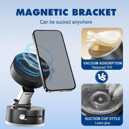 Vacuum Magnetic Suction Phone Holder | Foldable 360° Rotating Stand for All Phones