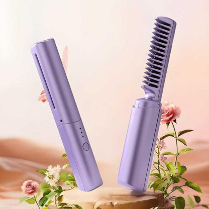 Meneflix Portable Mini Hair Straightener | Cordless Rechargeable Hot Comb with Adjustable Heat – Travel Friendly